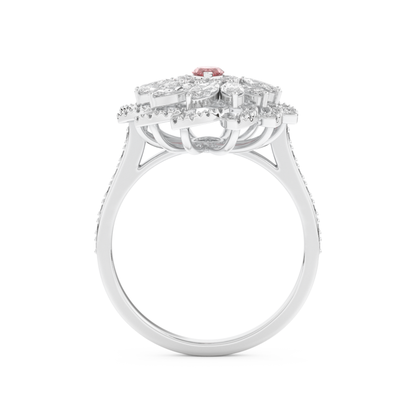 Elongated Marquise Cut 0.18 Carat Moissanite Ring – Cluster & Pave Setting in Gold