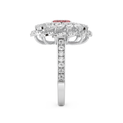 Elongated Marquise Cut 0.18 Carat Moissanite Ring – Cluster & Pave Setting in Gold