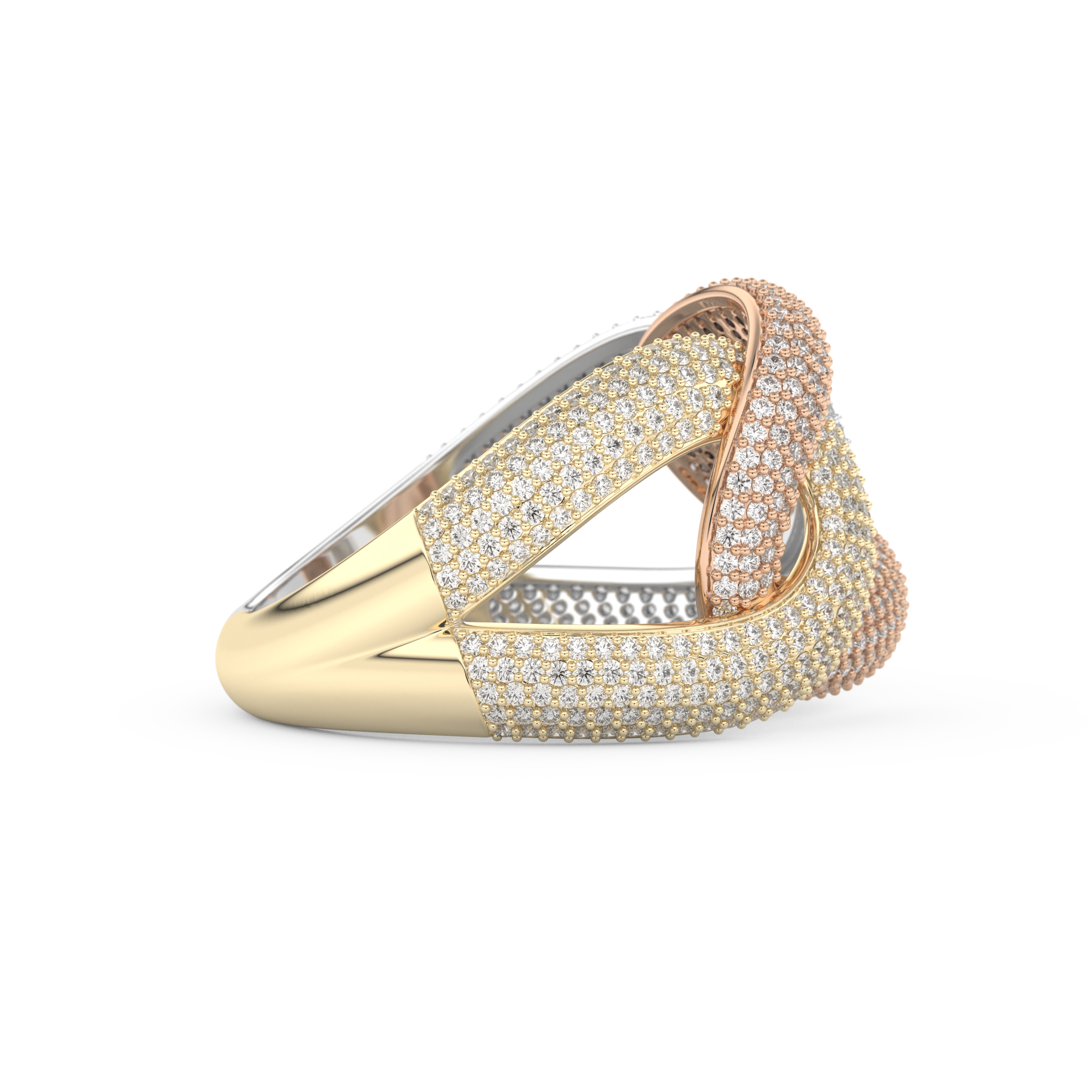 Interlinked Criss Cross Wedding Band with 0.13 CT Round Cut Moissanite 14