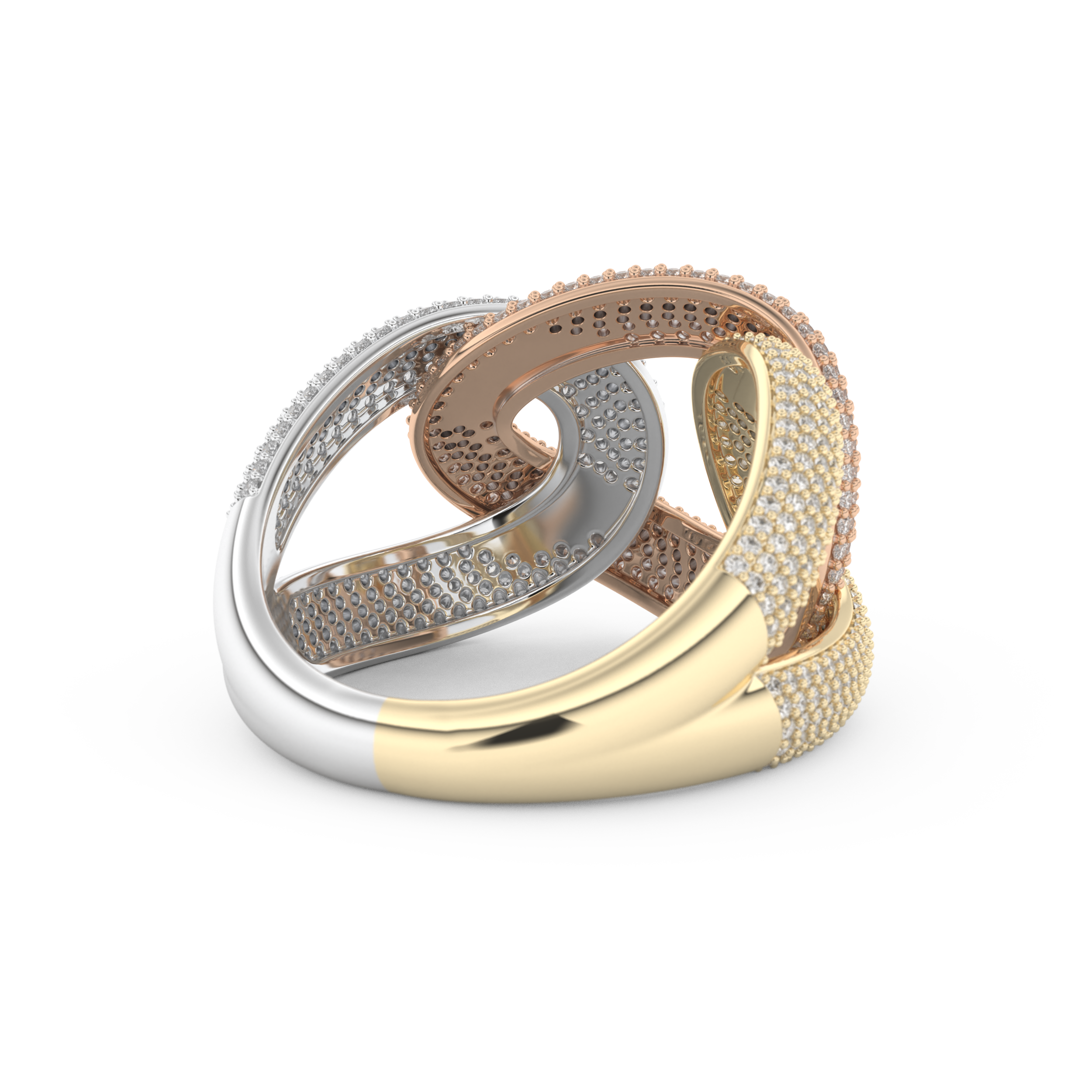 Interlinked Criss Cross Wedding Band with 0.13 CT Round Cut Moissanite 15