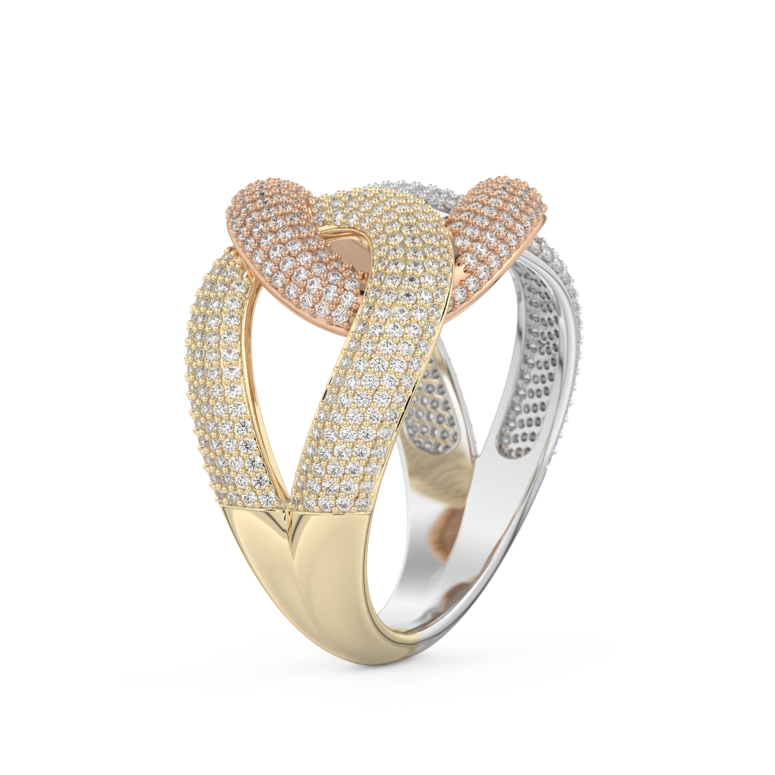 Interlinked Criss Cross Wedding Band with 0.13 CT Round Cut Moissanite 16