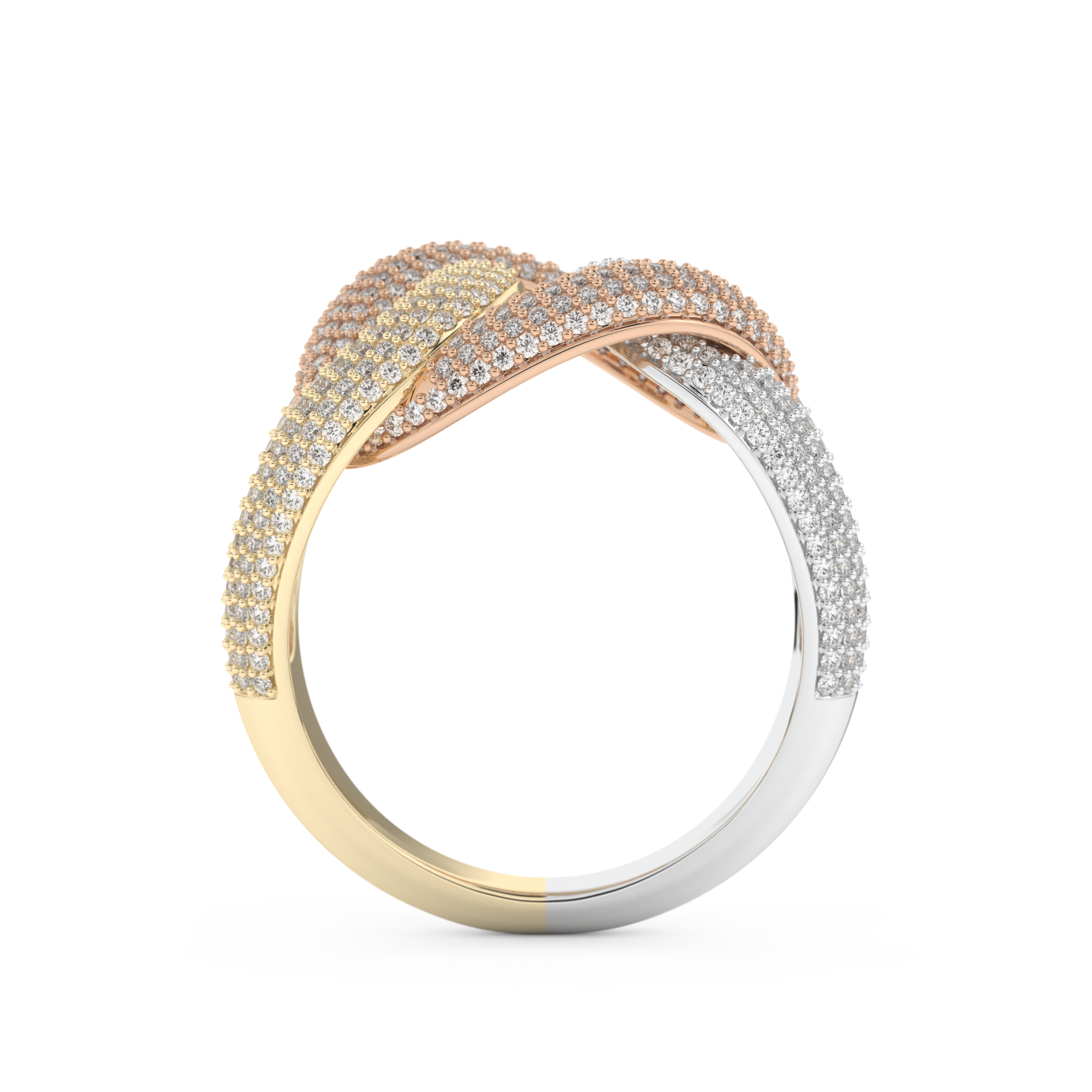 Interlinked Criss Cross Wedding Band with 0.13 CT Round Cut Moissanite 17
