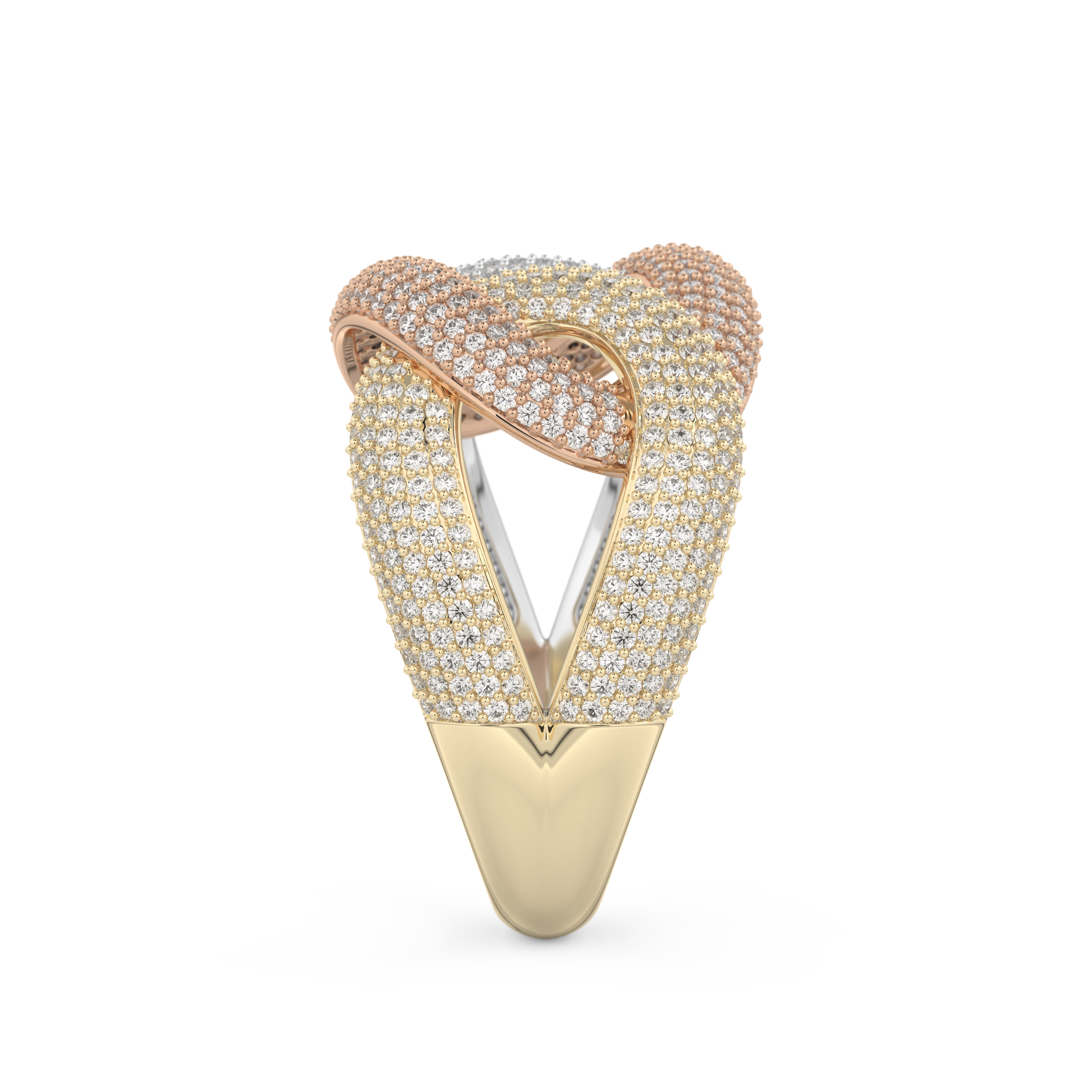 Interlinked Criss Cross Wedding Band with 0.13 CT Round Cut Moissanite 18