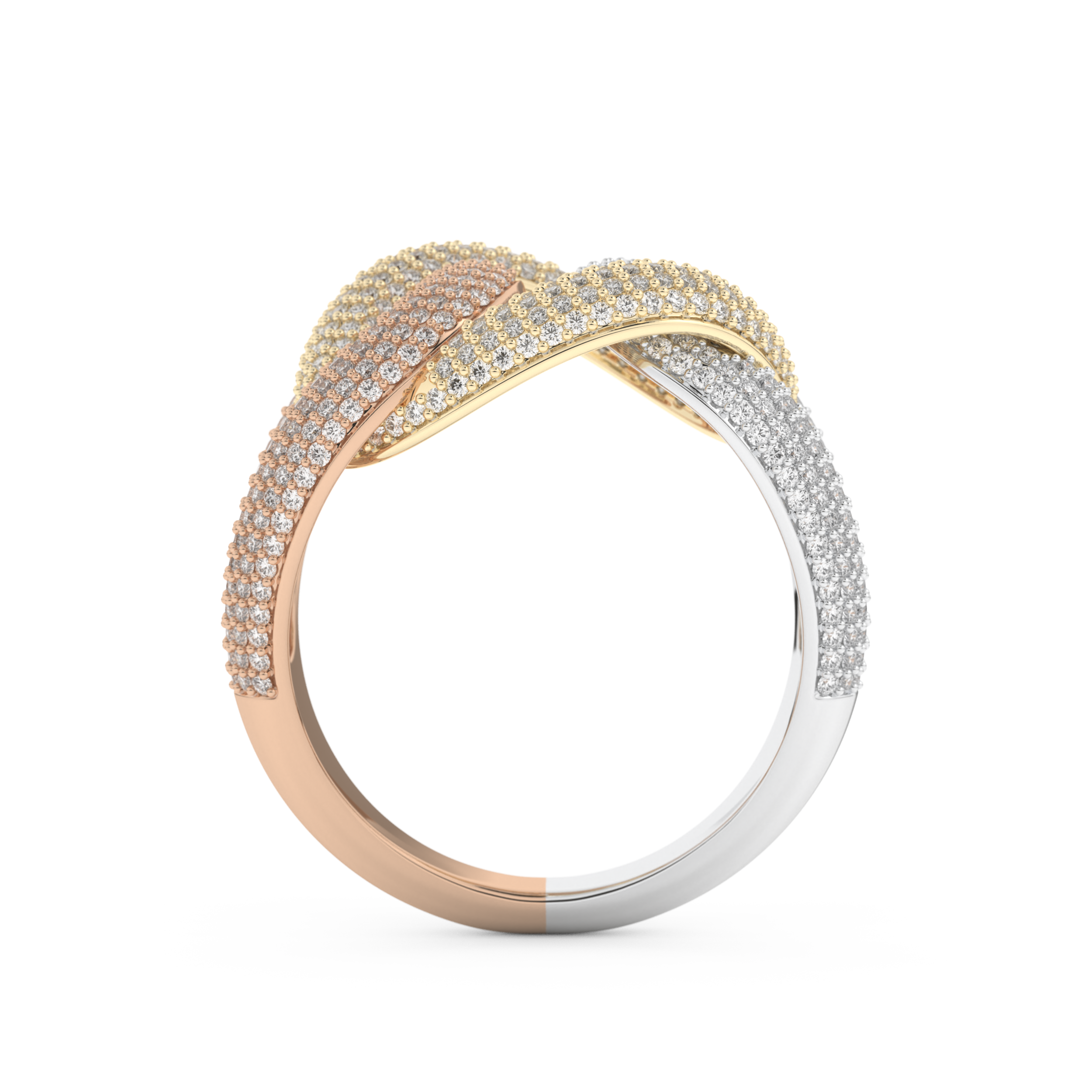 Interlinked Criss Cross Wedding Band with 0.13 CT Round Cut Moissanite 23