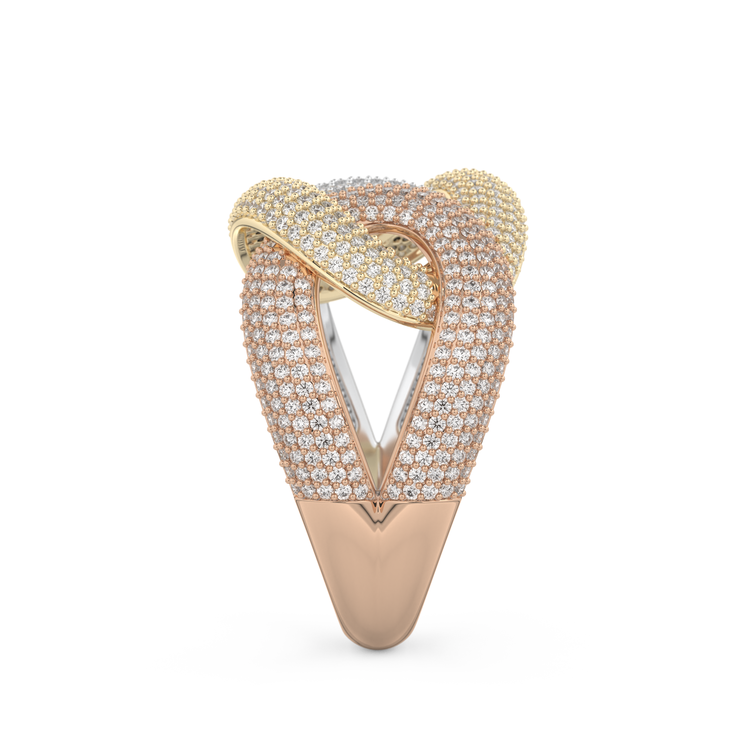 Interlinked Criss Cross Wedding Band with 0.13 CT Round Cut Moissanite 24
