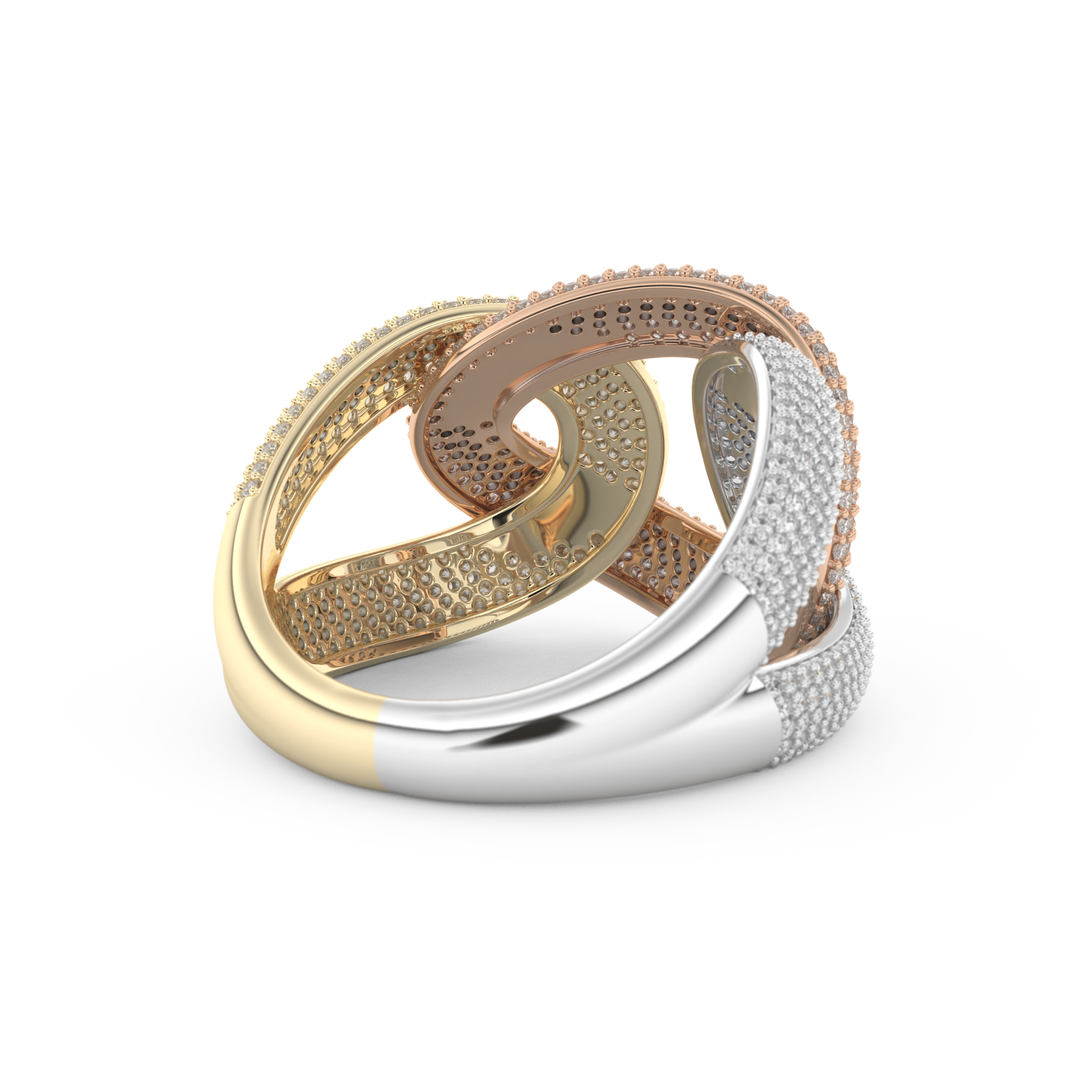 Interlinked Criss Cross Wedding Band with 0.13 CT Round Cut Moissanite 10