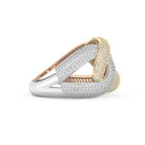 Interlinked Criss Cross Wedding Band with 0.13 CT Round Cut Moissanite 3