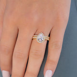1.33 CT Pear Halo & Pave Lab Grown Diamond Engagement Ring