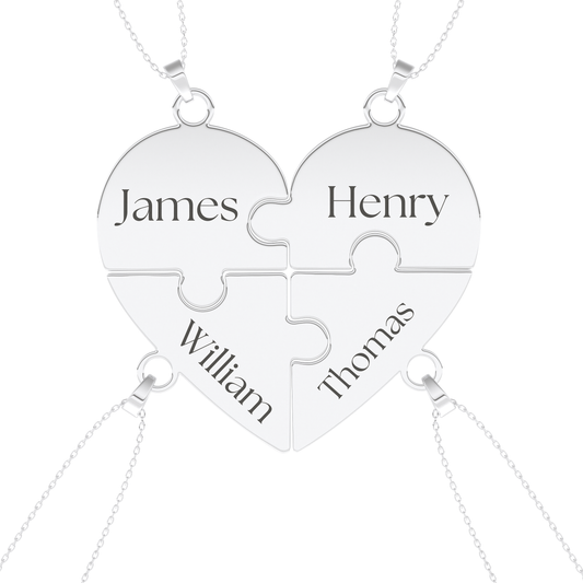 Custom Pendant Necklace – Split Heart and Puzzle
