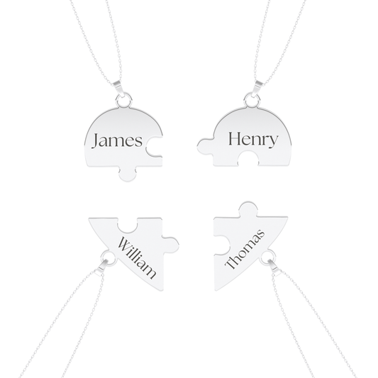 Custom Pendant Necklace – Split Heart and Puzzle