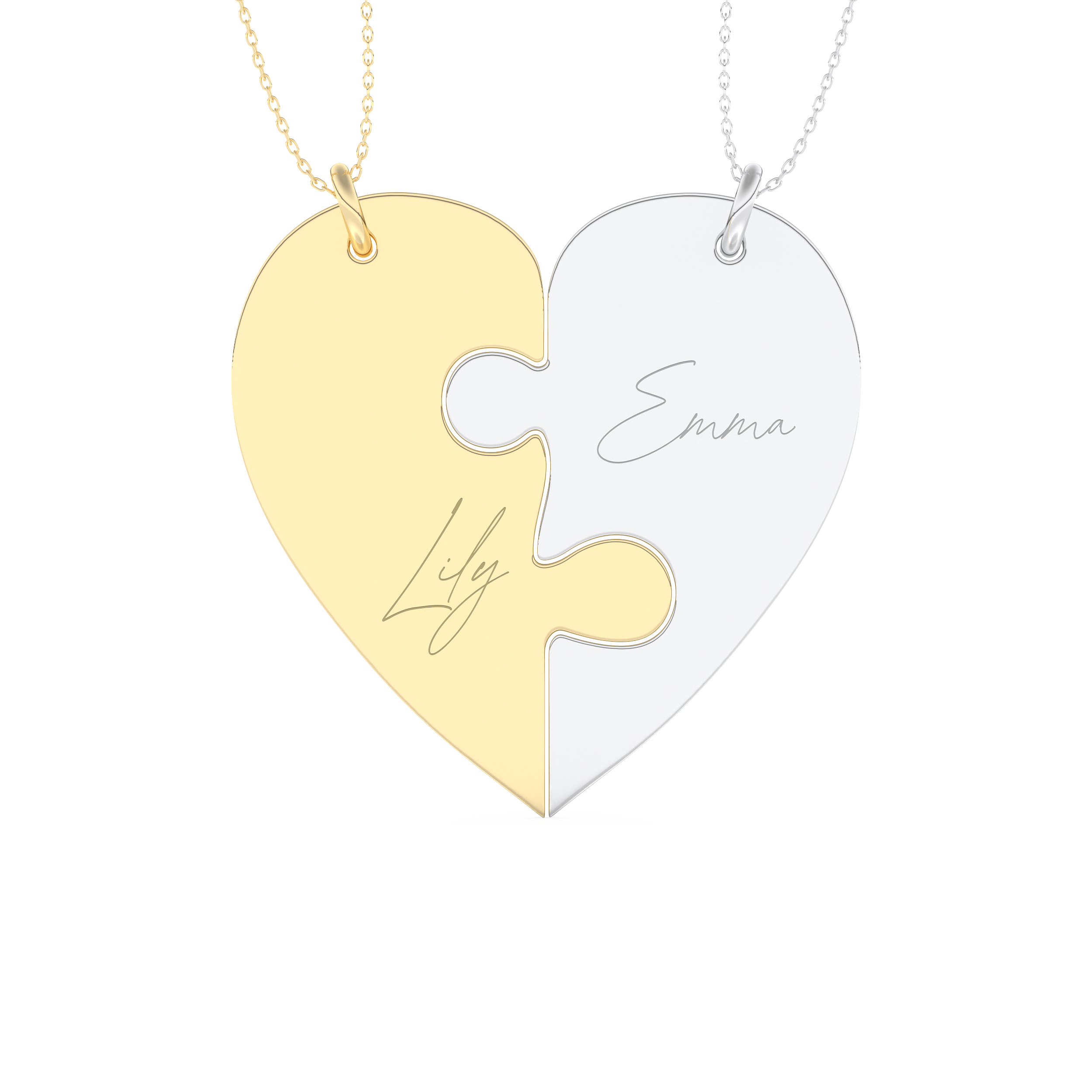 Custom Pendant Necklace – Split Heart 6