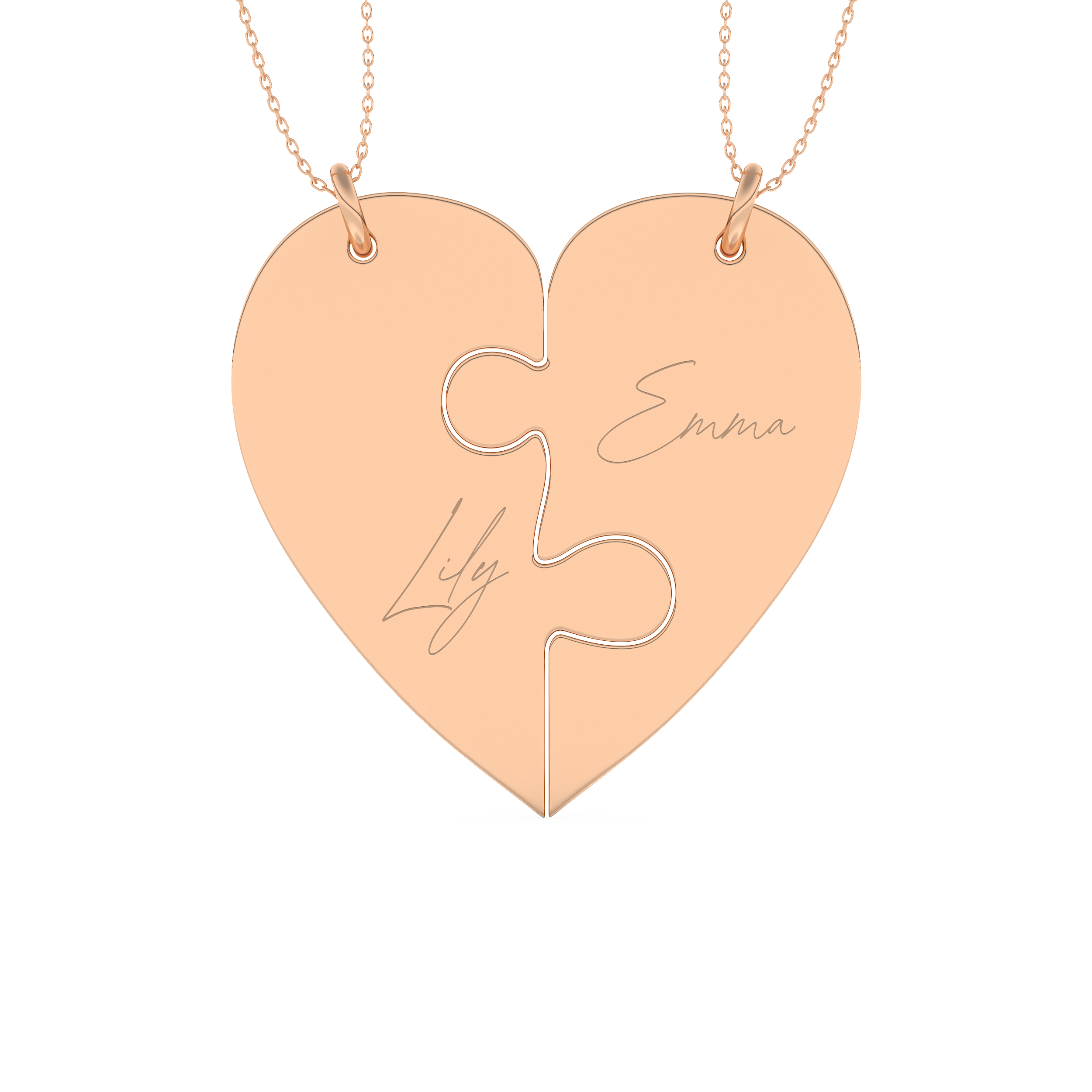 Custom Pendant Necklace – Split Heart 16