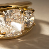 1 CT Cushion Three Stone Lab Grown Diamond Engagement Ring