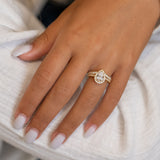 1.33 CT Pear Halo & Pave Lab Grown Diamond Engagement Ring
