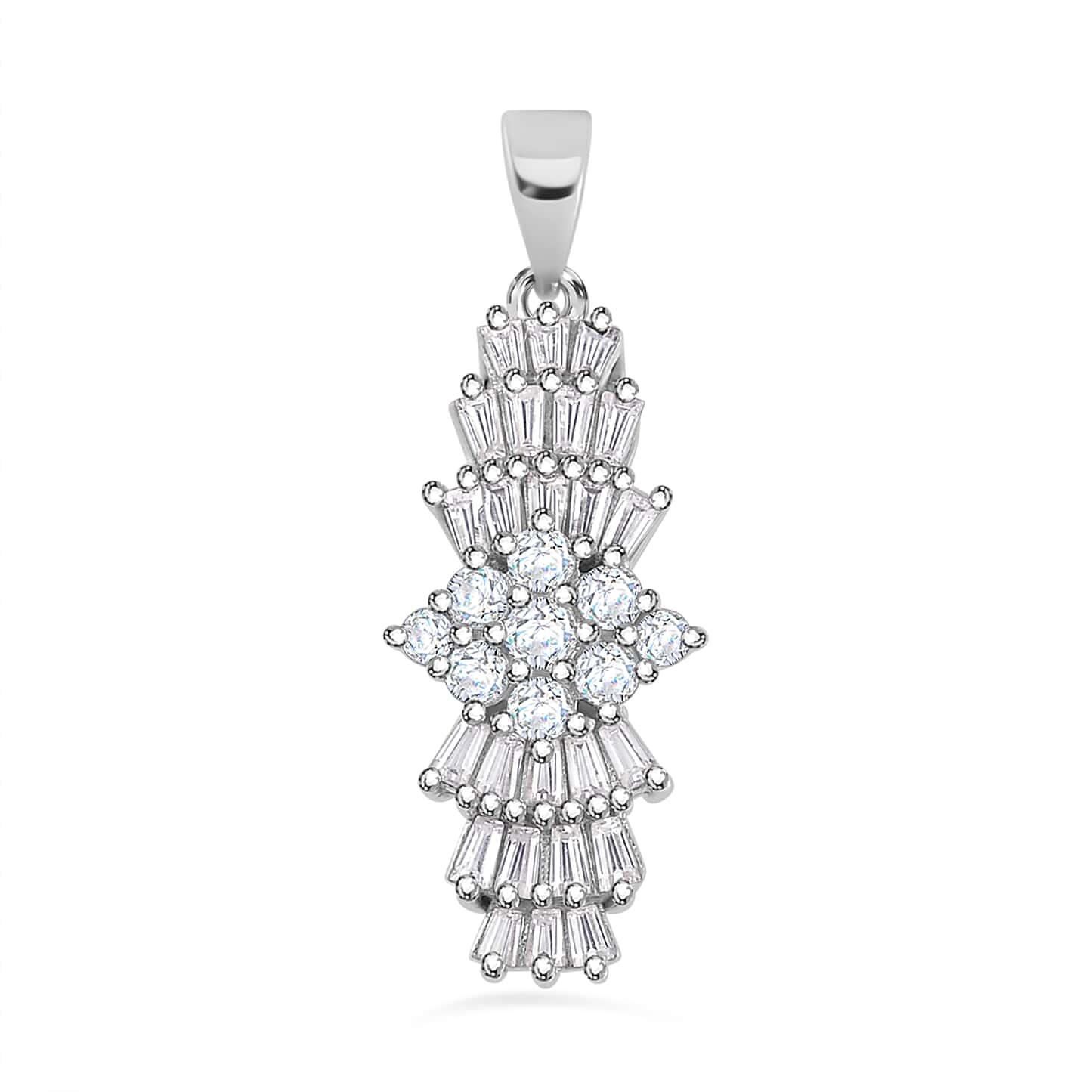 Round Cut Cubic Zirconia in 925 Sterling Silver Necklace 1