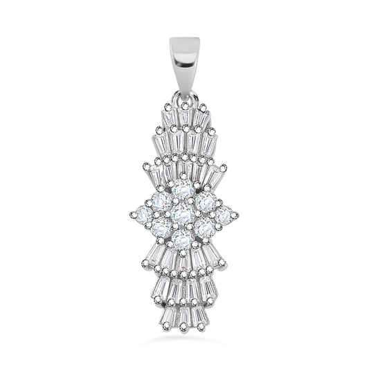 Round Cut Cubic Zirconia in 925 Sterling Silver Necklace 1