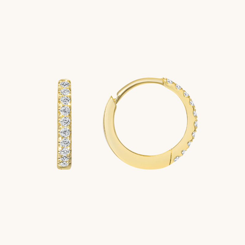 0.30 TCW Round Shape Moissanite Huggies Earrings in Gold 2