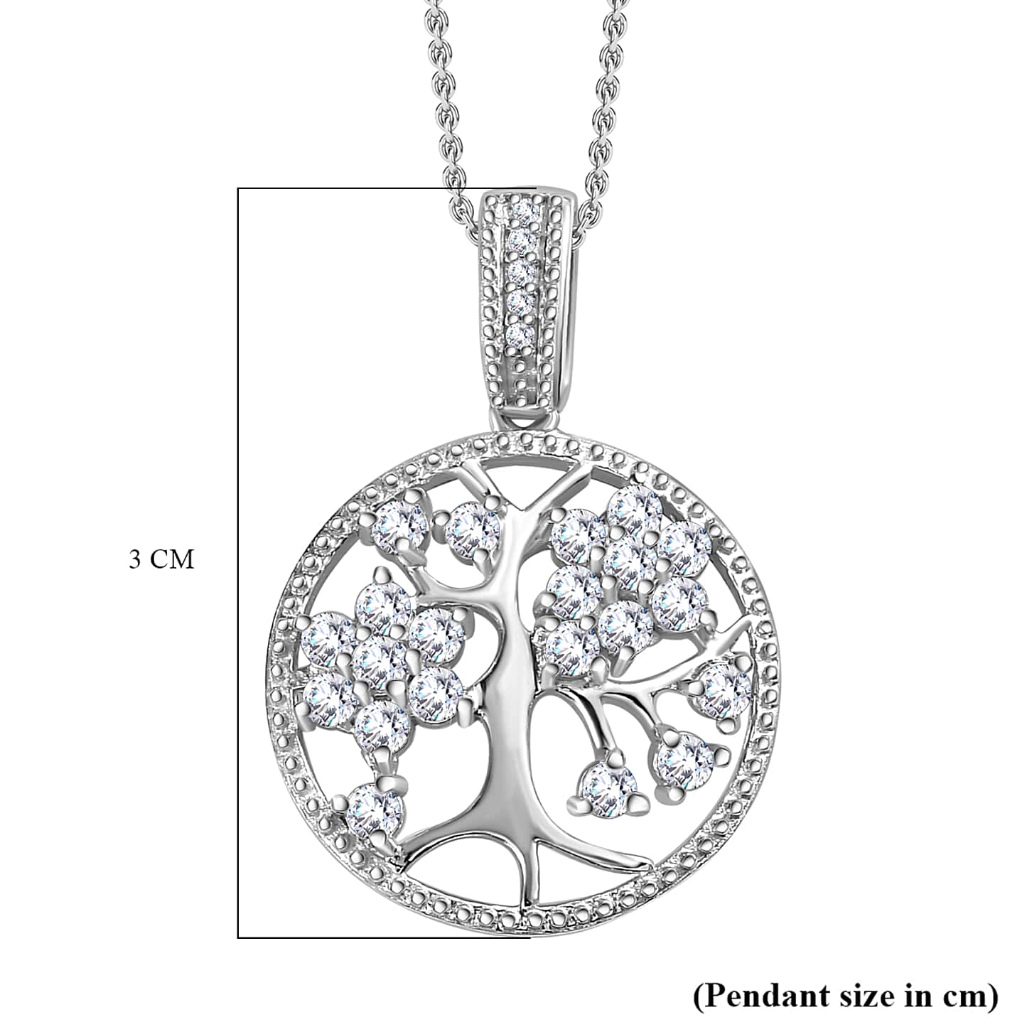Round Cut Cubic Zirconia in 925 Sterling Silver Necklace 6