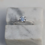 0.85 CT Round Cut Pave CVD E/VS1 Diamond Engagement Ring 4