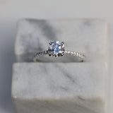 0.85 CT Round Cut Pave CVD E/VS1 Diamond Engagement Ring 4