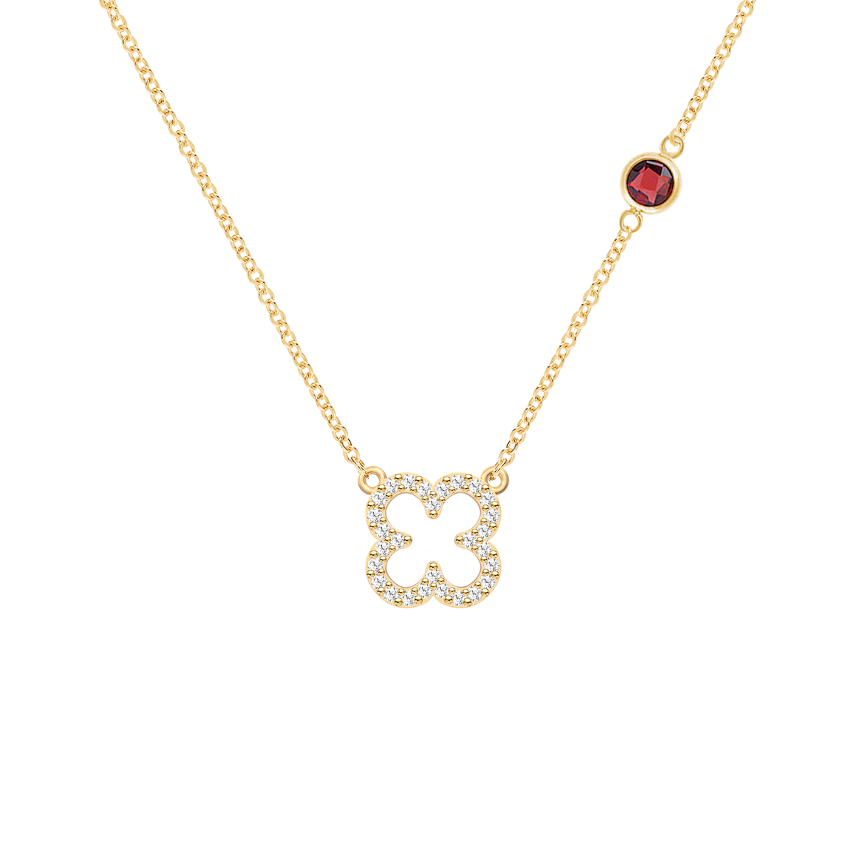 0.25 CT Round Garnet Lab Made Diamond- January Birthstone Necklace 1