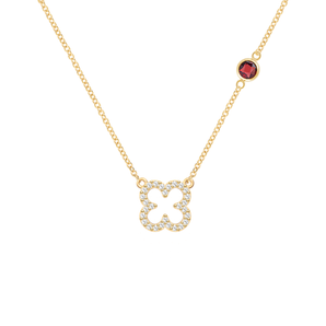 0.25 CT Round Garnet Lab Made Diamond- January Birthstone Necklace