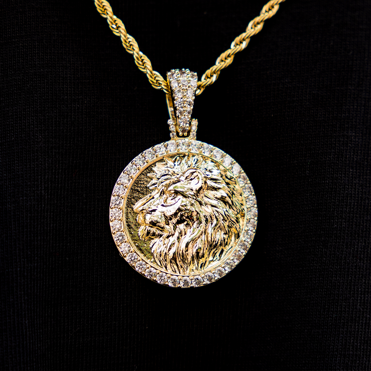 1 CT Round Moissanite Lion Coin Silver Pendant for Him 3