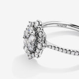 Stunning 0.93 TCW Round Moissanite Engagement Ring With Halo & Pave Design 5