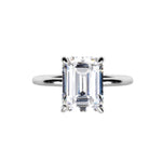 Emerald Cut Solitaire Style Cubic Zirconia in 925 Sterling Silver Ring 7