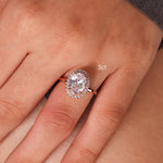 Stunning 1.0 CT Oval Moissanite Engagement Ring with Halo Design 2