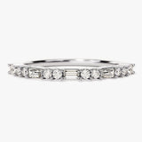 Stunning 0.20 CT Round & Baguette Moissanite Stones Half Eternity Wedding Bands 3