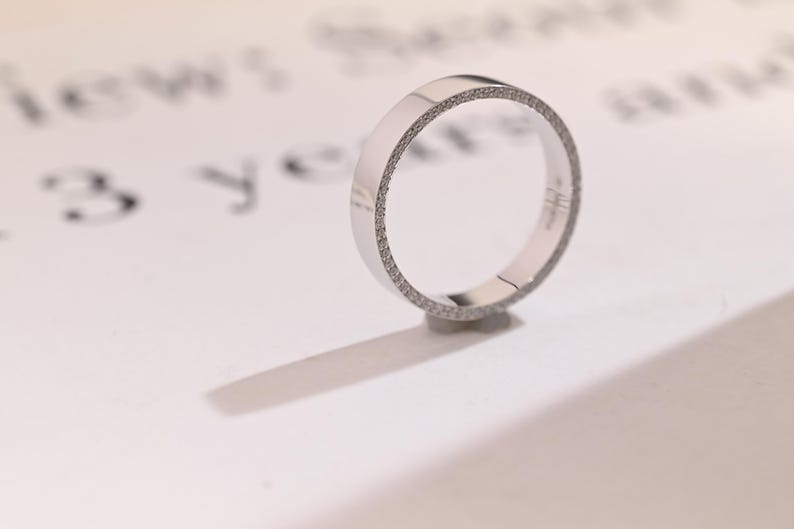 Delicate Moissanite Band with 0.3 TCW Round Cut Stones in Solid Gold 8