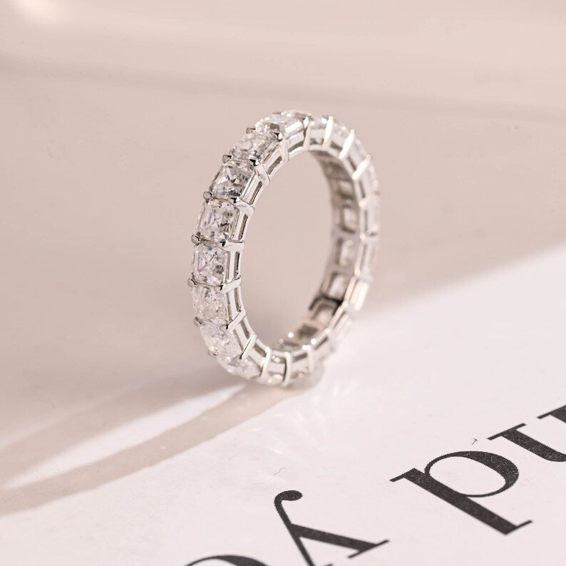 Stunning 0.5 TCW Asscher Moissanite Stones Full Eternity Wedding Band 10