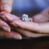 Stunning 1.0 - 2.0 CT Elongated Cushion Moissanite Engagement Ring With Halo Design 4