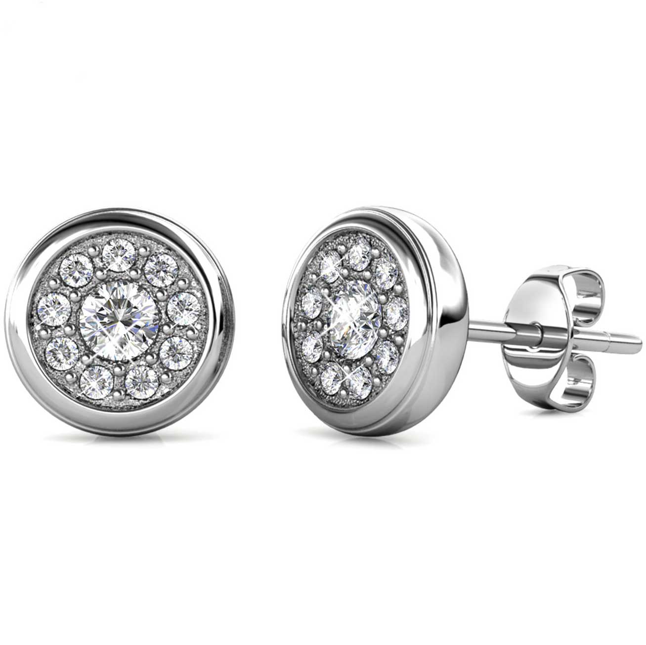 Round Cut Cubic Zirconia in 925 Sterling Silver Earrings 1