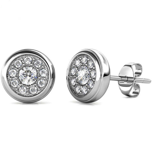 Round Cut Cubic Zirconia in 925 Sterling Silver Earrings 1