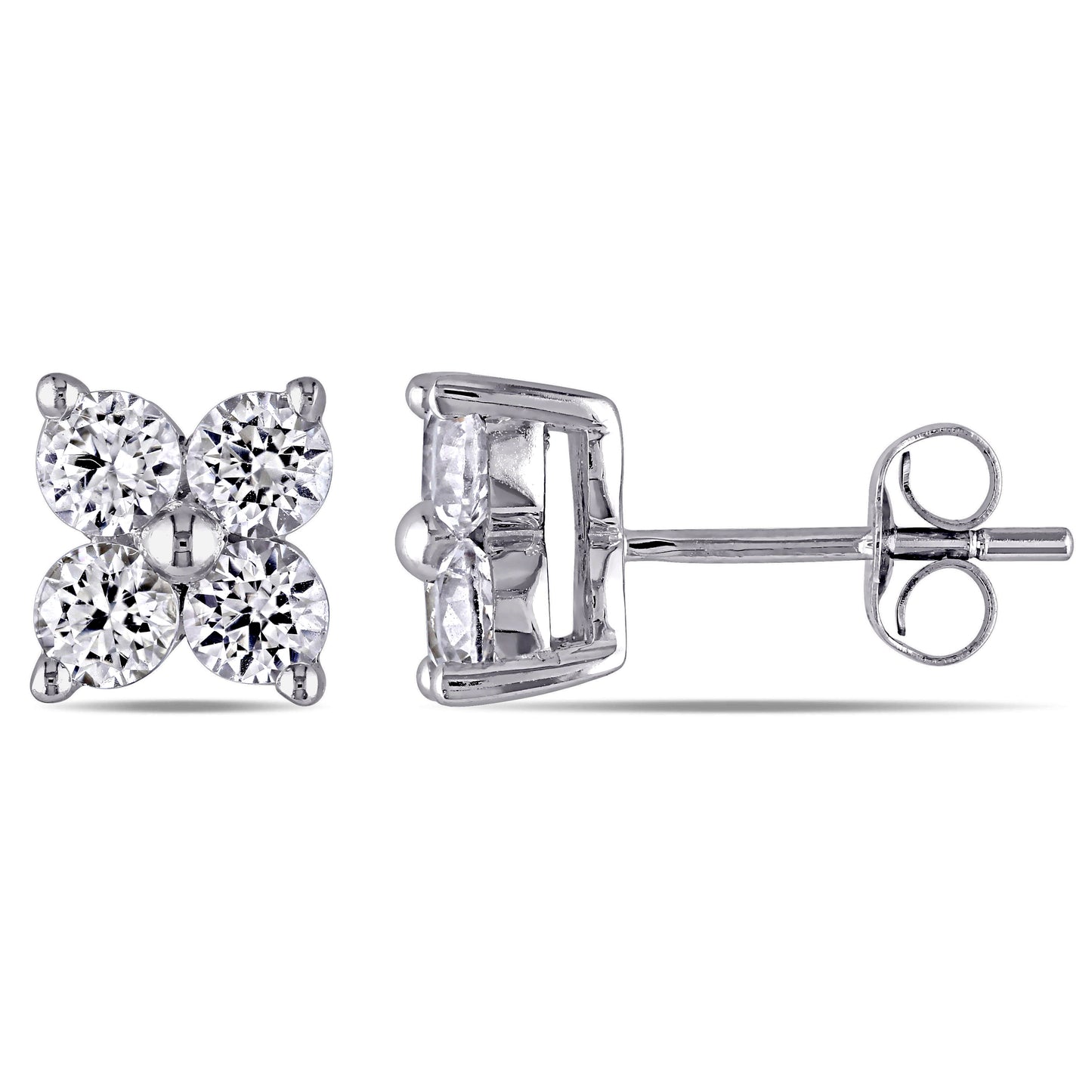 Round Cut Cubic Zirconia in 925 Sterling Silver Earrings 1