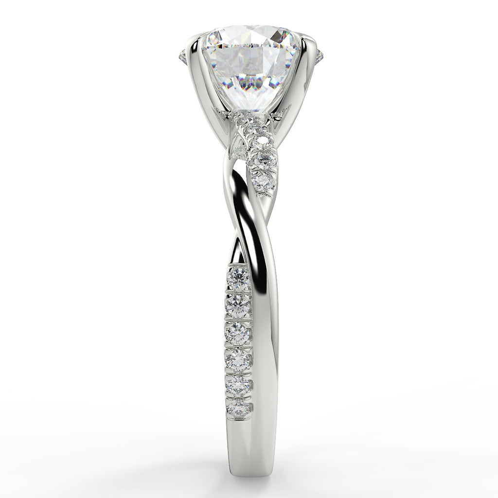 Stunning 2.0 CT Round Moissanite Engagement Ring with Twisted Pave Design 7