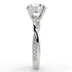 Stunning 2.0 CT Round Moissanite Engagement Ring with Twisted Pave Design 7