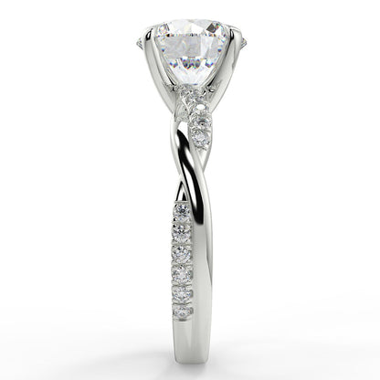 Stunning 2.0 CT Round Moissanite Engagement Ring with Twisted Pave Design 7