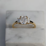 1.18 CT Radiant 3 Stones CVD E/VS1 Diamond Engagement Ring 3