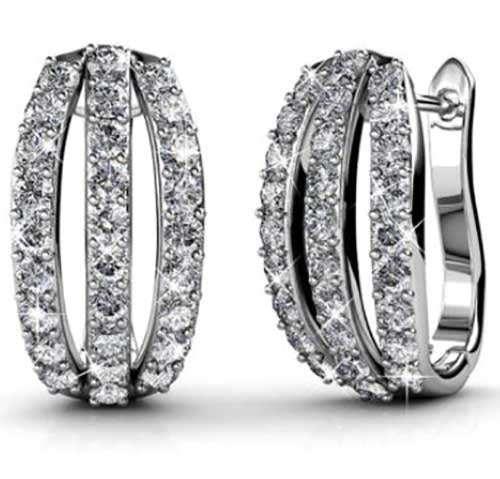 Round Cut Cubic Zirconia in 925 Sterling Silver Earrings 1