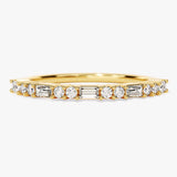 Stunning 0.20 CT Round & Baguette Moissanite Stones Half Eternity Wedding Bands 1