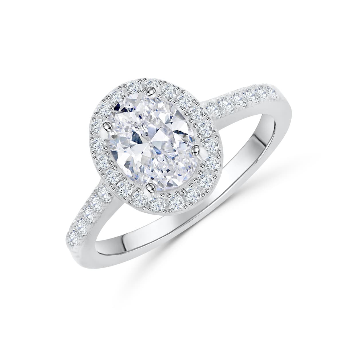 Stunning 1.5 CT Oval Moissanite Engagement Ring with Pave & Halo Design 2