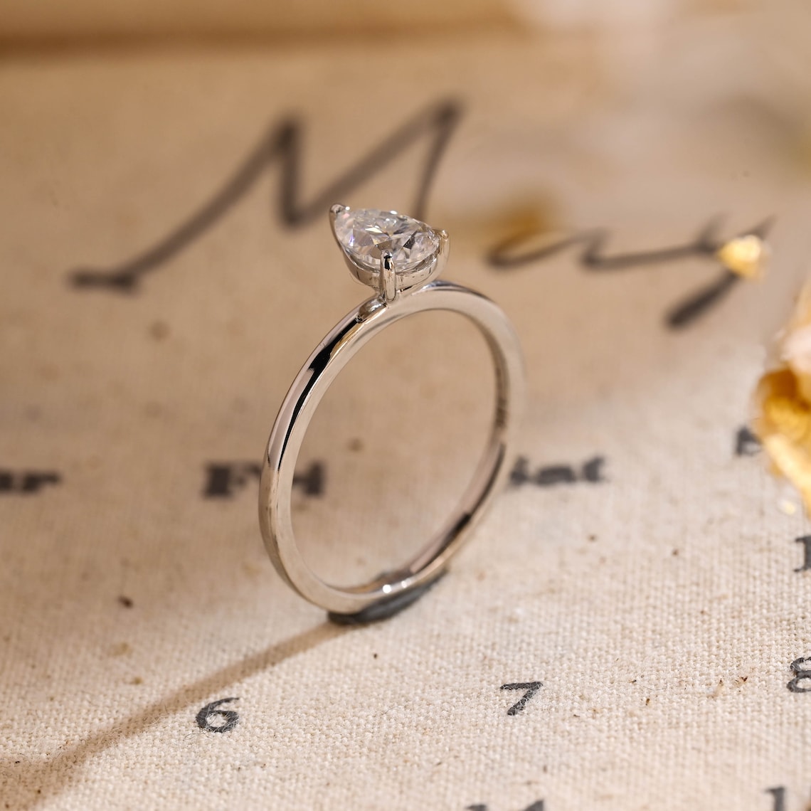 Stunning 3.0 CT Pear Moissanite Engagement Ring with Solitaire Design 3