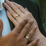 Delicate Moissanite Flush Men's Wedding Band with Radiant Cut Stones in Solid Gold 2