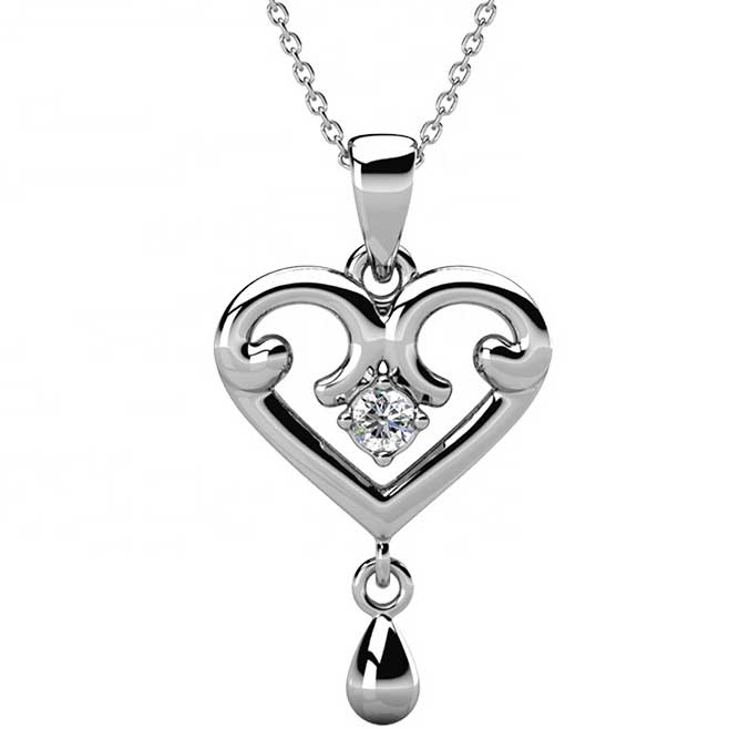 Round Cut Cubic Zirconia in 925 Sterling Silver Necklace 1