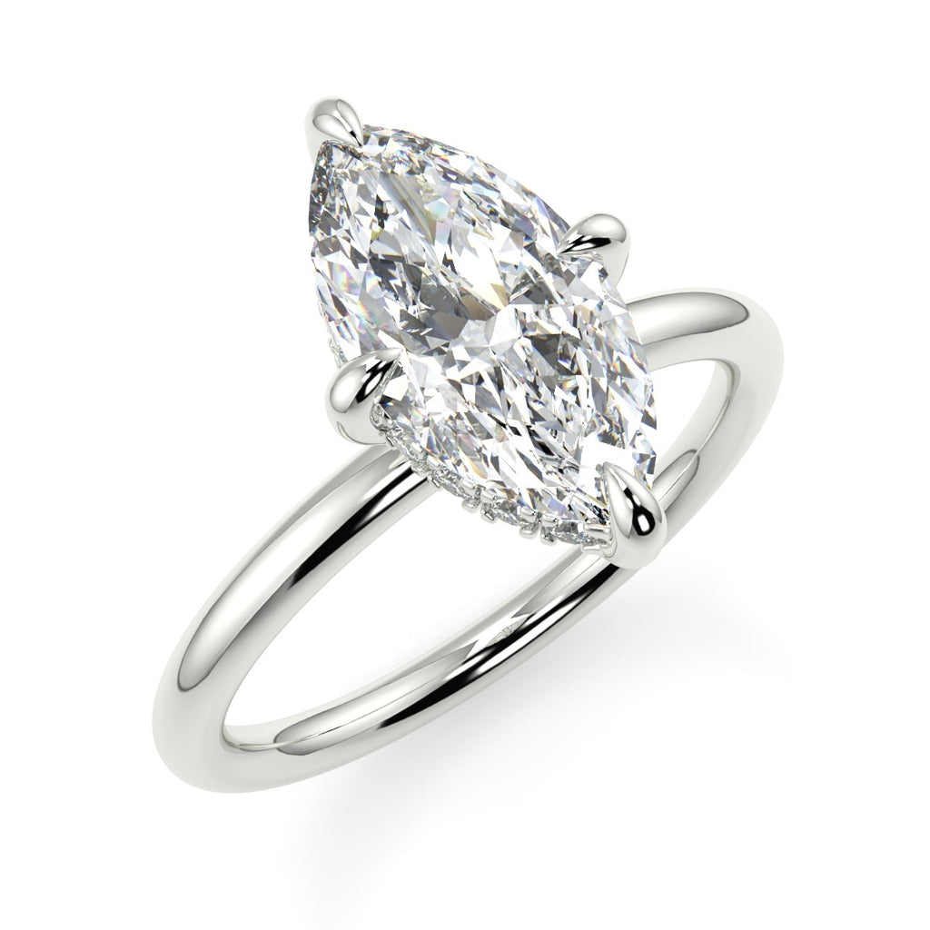Stunning 1.05 CT Marquise Moissanite Engagement Ring with Hidden Halo Design 5