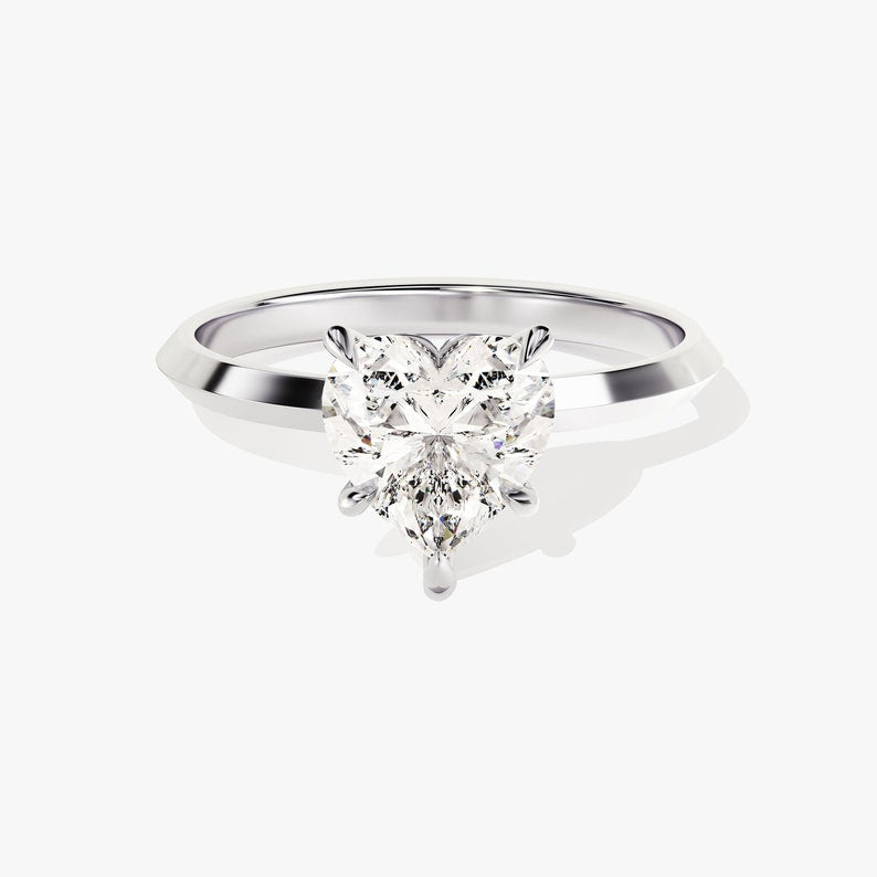 Stunning 2.0 CT Heart Moissanite Engagement Ring with Dainty Pave Design 4