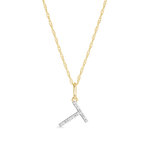 0.30 TCW Round Moissanite Diamond Customized Letter Pendant Necklace in Solid Gold 18